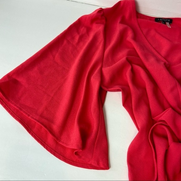 1.STATE Flounce Sleeve Tie Front V-Neck Blouse - Picture 6 of 9